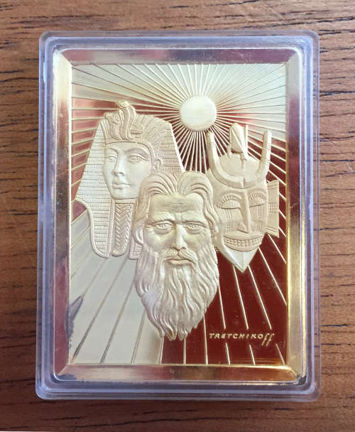 Ten Commandments by Tretchikoff precious metal medallion set. (Gold-plated sterling silver)