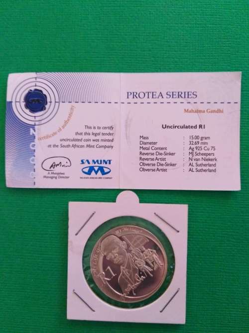 STERLING SILVER PROTEA SERIES R1 COIN