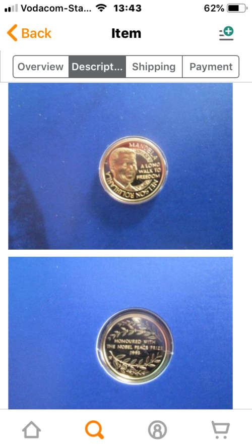 1/10 ounce Solid Gold Mandela