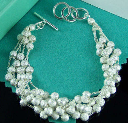 With FREE silver polishing cloth - Silver beads bracelet