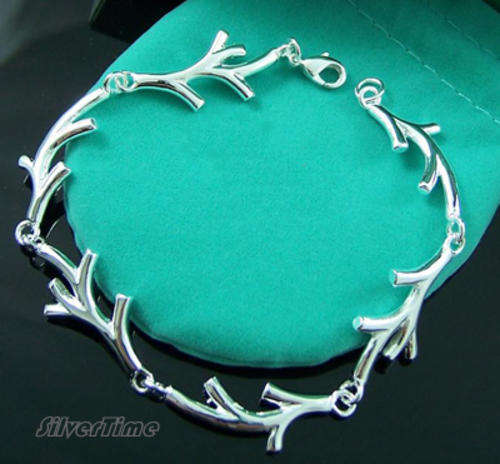 ON-SALE: With FREE silver polishing cloth - Silver olive twigs bracelet