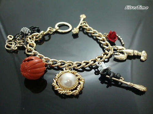 Heavy Gold-Plated Charm Bracelet - Sweet and Elegant for Summer