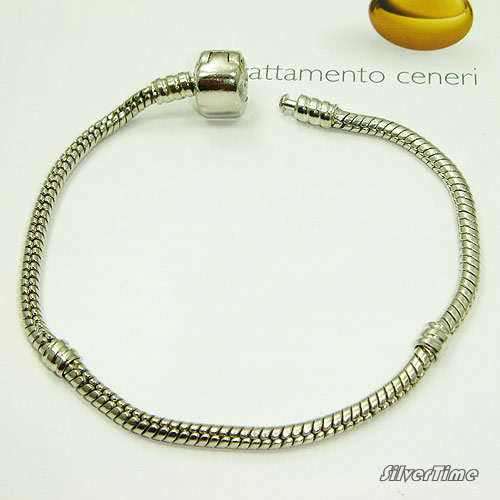 Silver-plated round snake bracelet chain fit Pandora