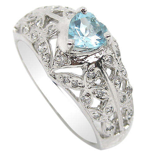 Natural Aquamarine Sterling Silver Ring -With Certificate of Authenticity