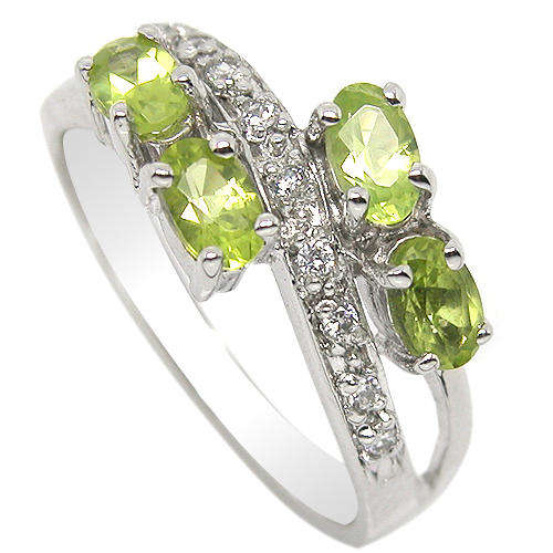 Natural Peridot Sterling Silver Ring -With Certificate of Authenticity