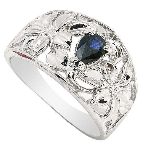 Natural Sapphire Sterling Silver Ring -With Certificate of Authenticity