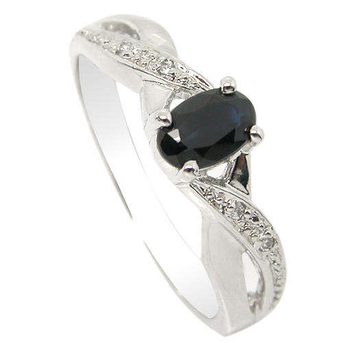 Natural Sapphire Sterling Silver Ring -With Certificate of Authenticity