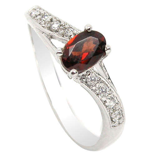 Natural Garnet Sterling Silver Ring -With Certificate of Authenticity