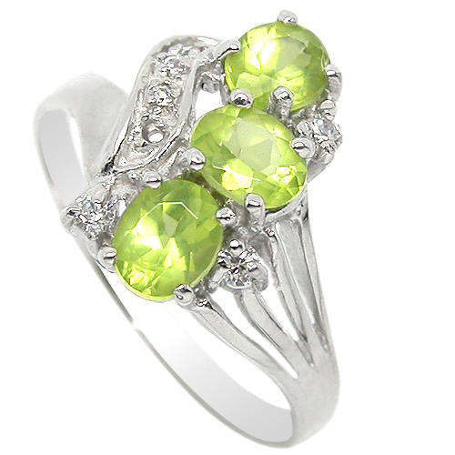 Natural Peridot Sterling Silver Ring-With Certificate of Authenticity
