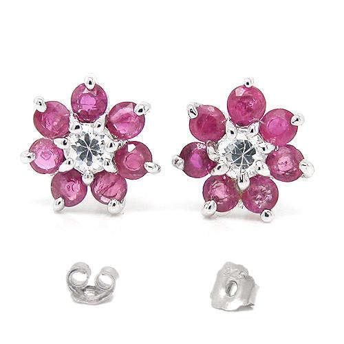 Natural Ruby Sterling Silver Earrings-With Certificate of Authenticity