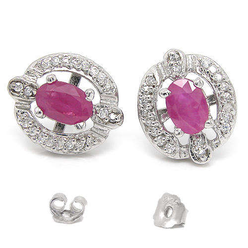 Natural Ruby Sterling Silver Earrings-With Certificate of Authenticity