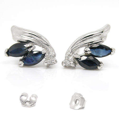Natural Sapphire Sterling Silver Earrings-With Certificate of Authenticity