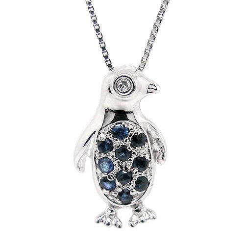 Natural Sapphire Sterling Silver Pendant + Chain-With Certificate of Authenticity