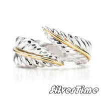 ON-SALE: With FREE silver polishing cloth - Silver dual color feather ring
