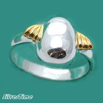 ON-SALE: With FREE silver polishing cloth - Silver dual color winged egg ring