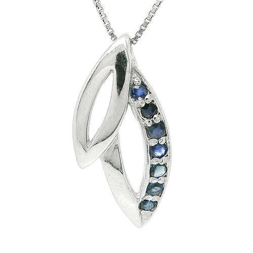 Natural Sapphire Sterling Silver Pendant + Chain-With Certificate of Authenticity