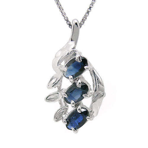 Natural Sapphire Sterling Silver Pendant + Chain-With Certificate of Authenticity