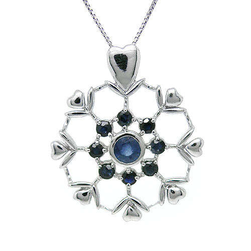 Natural Sapphire Sterling Silver Pendant + Chain-With Certificate of Authenticity