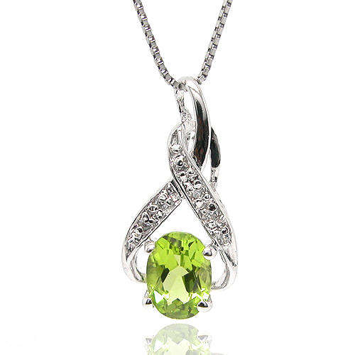 Natural Peridot Sterling Silver Pendant + Chain-With Certificate of Authenticity