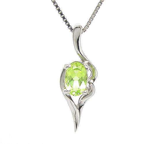 Natural Peridot Sterling Silver Pendant + Chain-With Certificate of Authenticity
