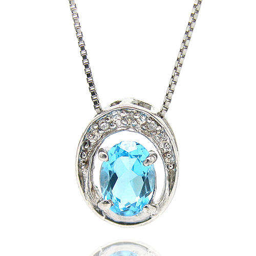 Natural Topaz Sterling Silver Pendant + Chain-With Certificate of Authenticity
