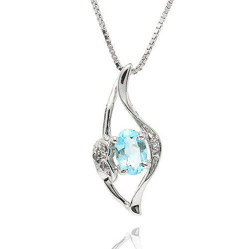 Natural Topaz Sterling Silver Pendant + Chain-With Certificate of Authenticity