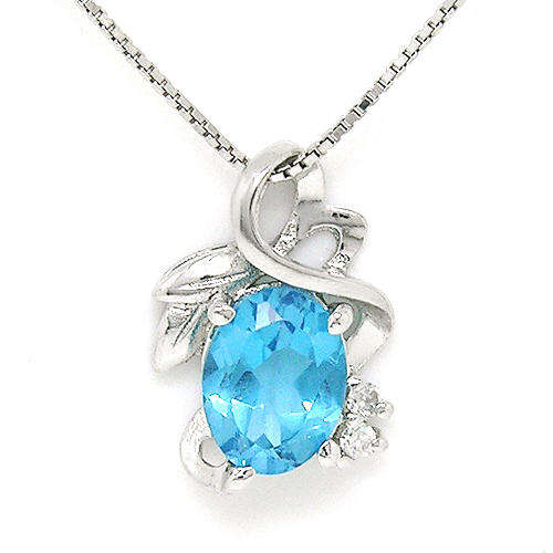 Natural Topaz Sterling Silver Pendant + Chain-With Certificate of Authenticity