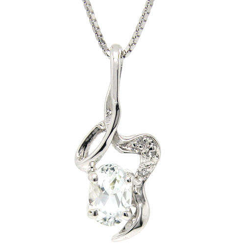 Natural Aquamarine Sterling Silver Pendant + Chain-With Certificate of Authenticity