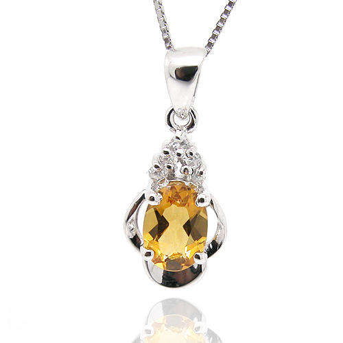 Natural Citrine Sterling Silver Pendant + Chain-With Certificate of Authenticity