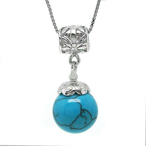 Natural Turquoise Sterling Silver Pendant + Chain-With Certificate of Authenticity