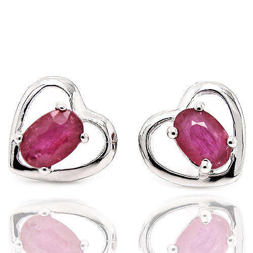 Natural Ruby Sterling Silver Earrings-With Certificate of Authenticity
