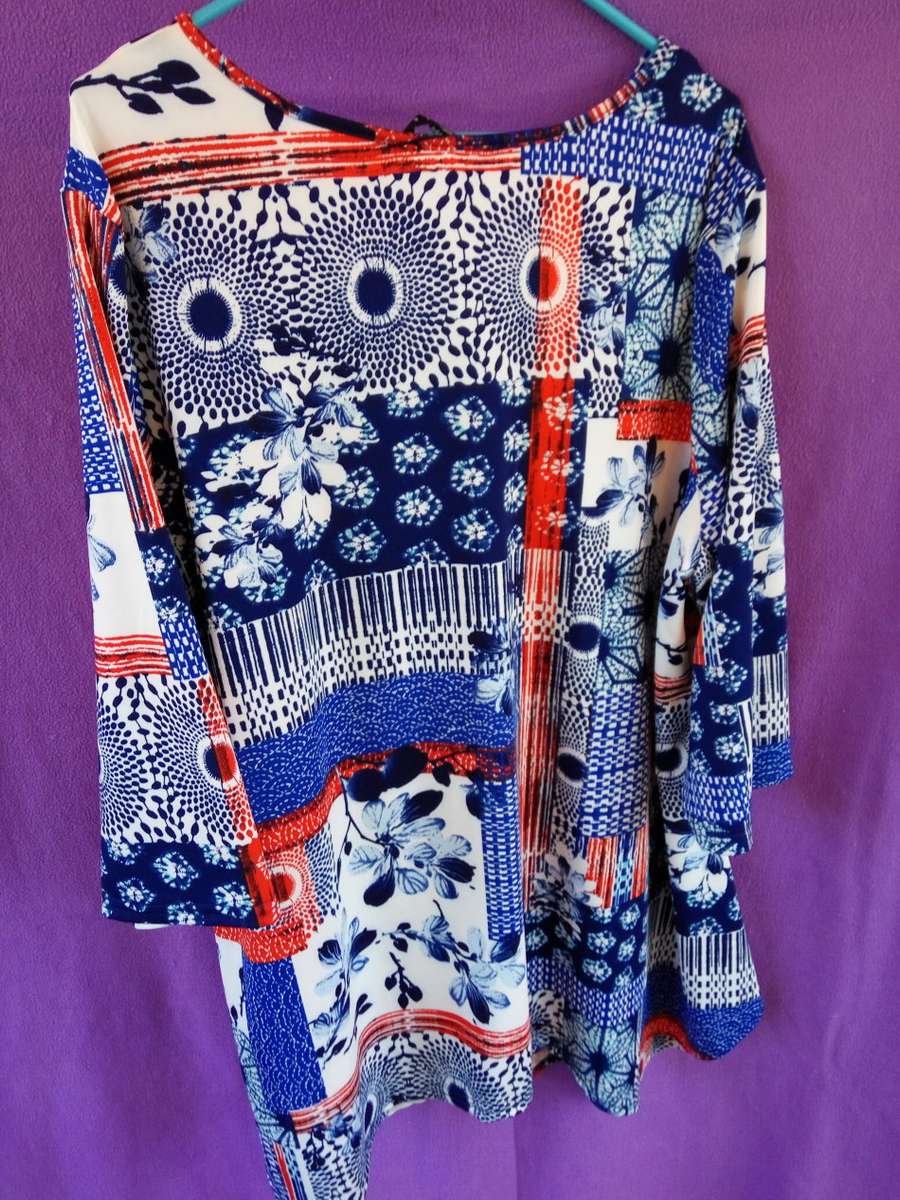 Miladys Smart Block Print Trapeze Top Shirt Blouse