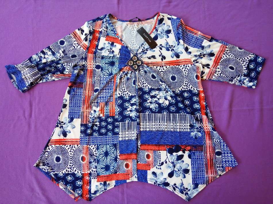 Miladys Smart Block Print Trapeze Top Shirt Blouse