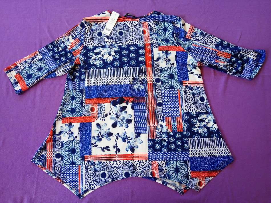 Miladys Smart Block Print Trapeze Top Shirt Blouse