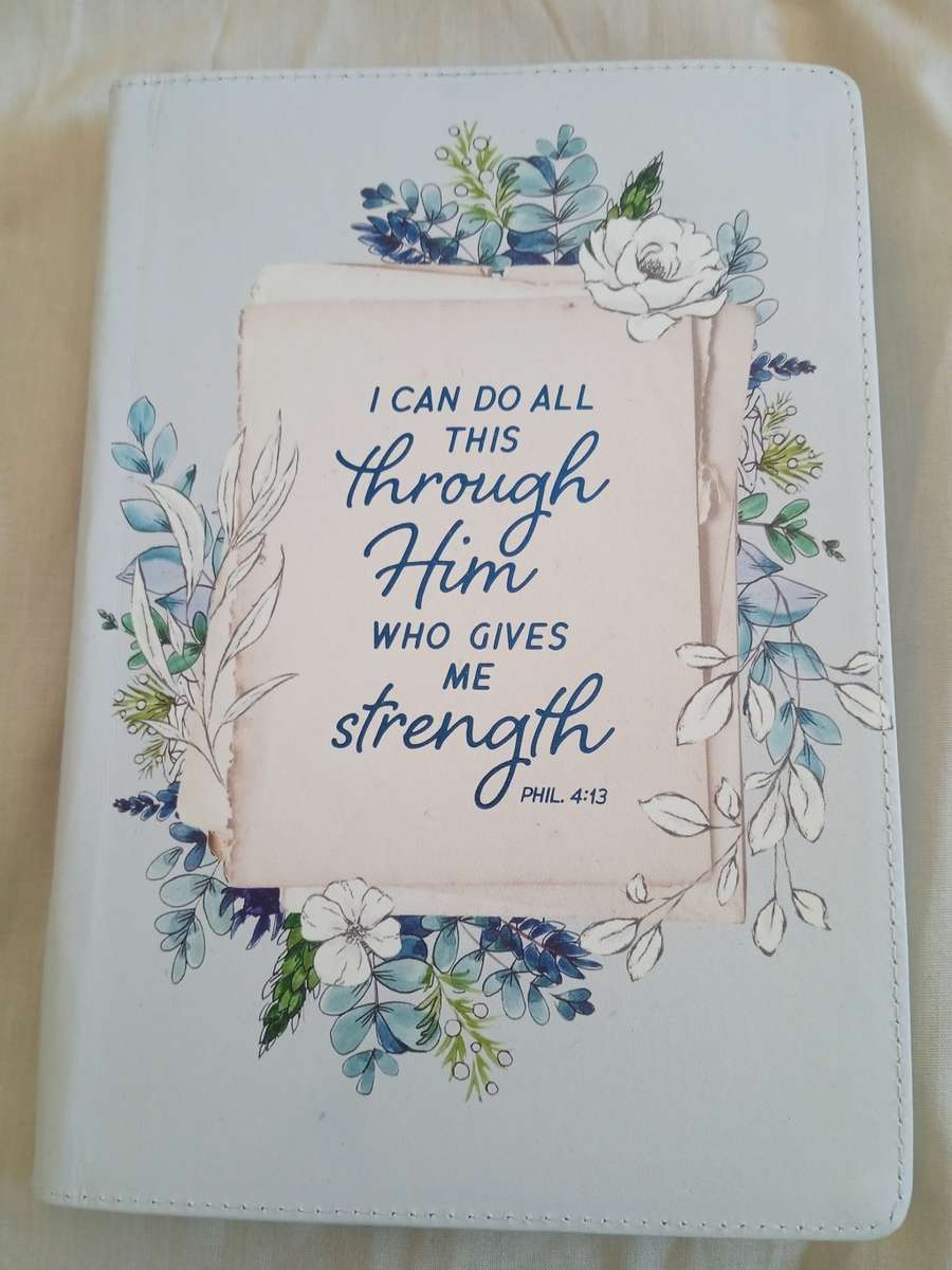 CHRISTIAN ART LUXLEATHER ZIP-AROUND JOURNAL - I CAN DO ALL THIS ... (LIGHT BLUE)