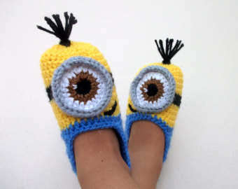 HAND CROCHETED  MINION SLIPPERS- ADULT SIZE - PLACE YOUR ORDER!