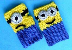 Minion Fingerless Gloves to fit Adult Small