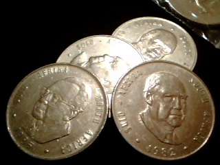 Collection of 25 old R 1 coins featuring SA presidents Bid is per coin to take lot