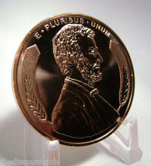 1 oz Ounce Solid COPPER 2012 LINCOLN Round .999 Fine Bullion