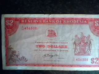 Rhodesian $2 Note (near mint condition)