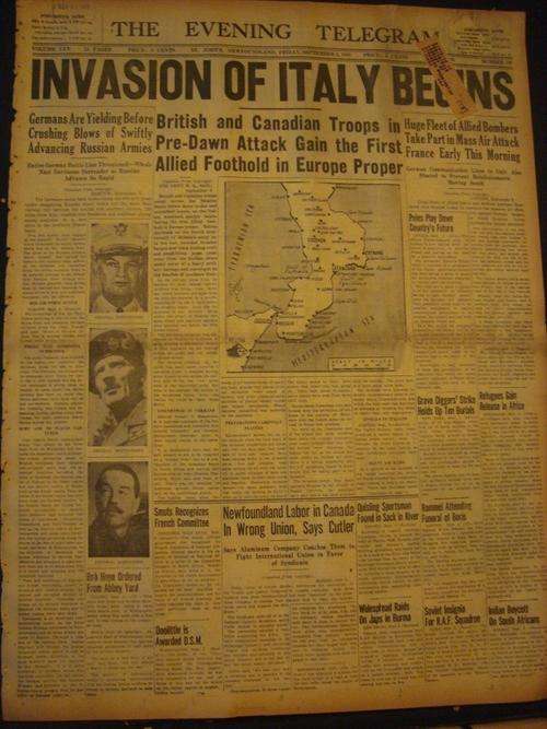 1410409PQ WW II Invasion Of Italy September 3 1943 Historic Old Newspaper