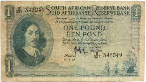 1958 South African 1 Pound Note