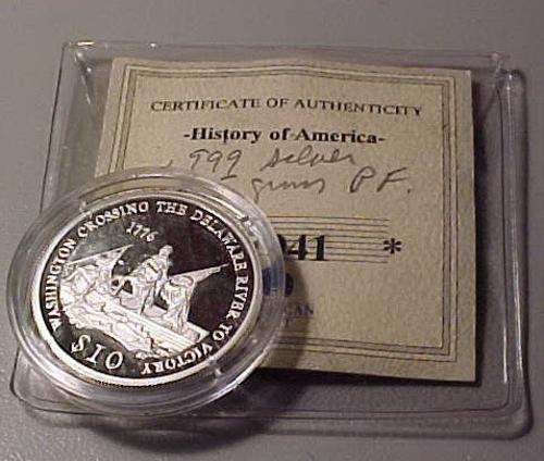 2000 Proof Liberia 10 Dollars  (Gem) Proof Washington Silver