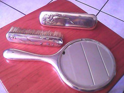 Early/Mid 19th Century 3 piece Silver Dressing Table set Hallmarked