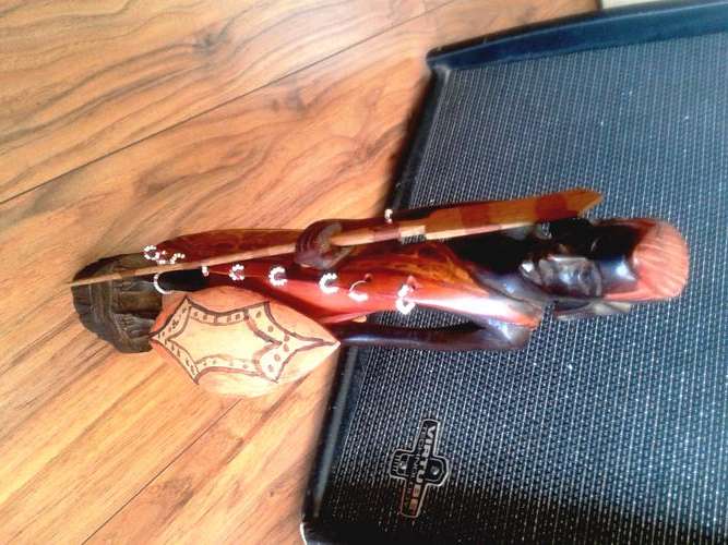 Large hand carved Wooden ornament of Masai warrior