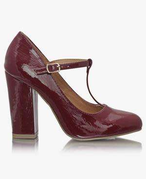 BLOCK HEELS - BURGUNDY SIZE 3 4 5 6 7 8