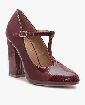 BLOCK HEELS - BURGUNDY SIZE 3 4 5 6 7 8