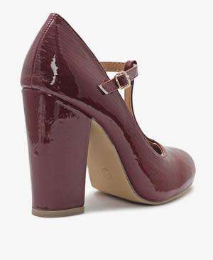 BLOCK HEELS - BURGUNDY SIZE 3 4 5 6 7 8