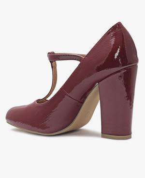 BLOCK HEELS - BURGUNDY SIZE 3 4 5 6 7 8