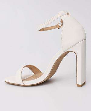 BLOCK HEELS - WHITE SIZE 3 5 6 7 8